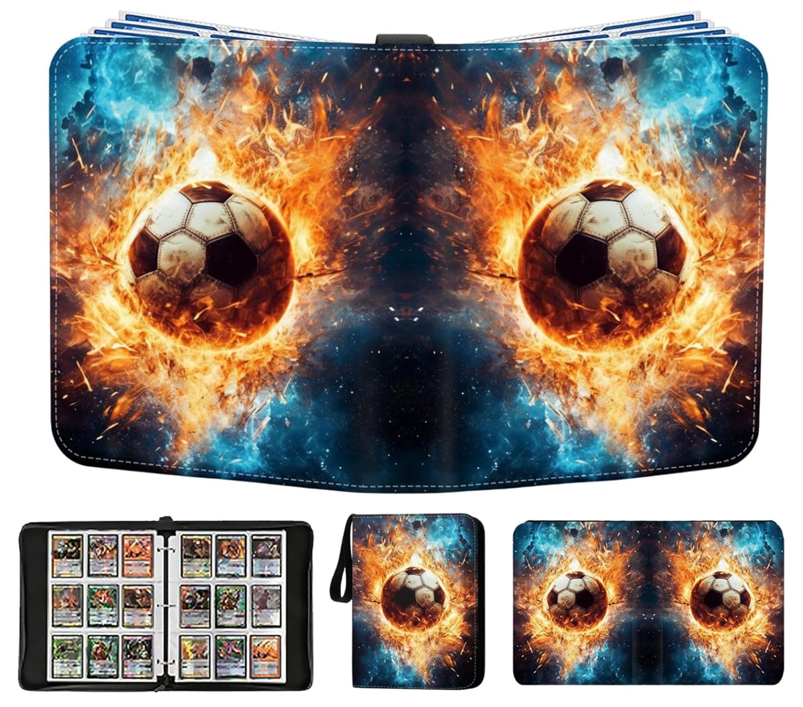 Trading Card Binder Soccer Card Binder 900 Pockets with 50 Removable Sleeve, Sports Card Binder Soccer Cards Binder Double-Sided Cards Holder Trading