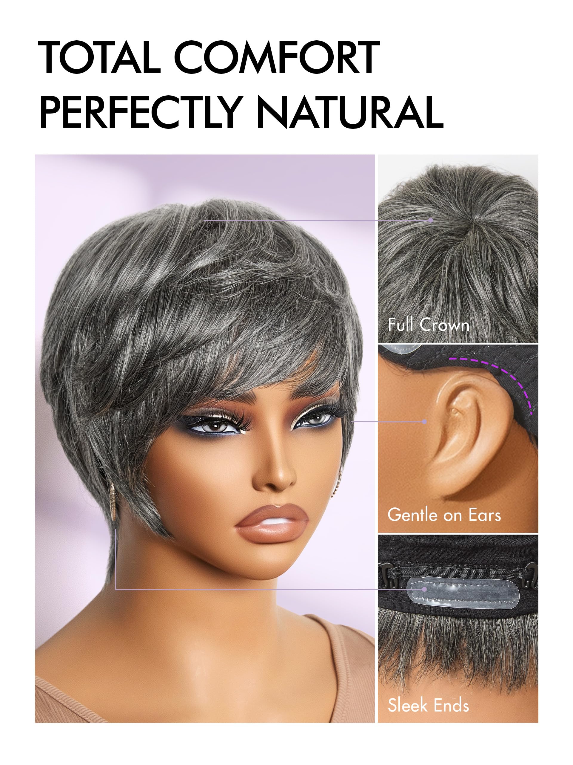 Amazon.com : LUVME HAIR Ultra Comfort Salt & Pepper Gray  display picture 2