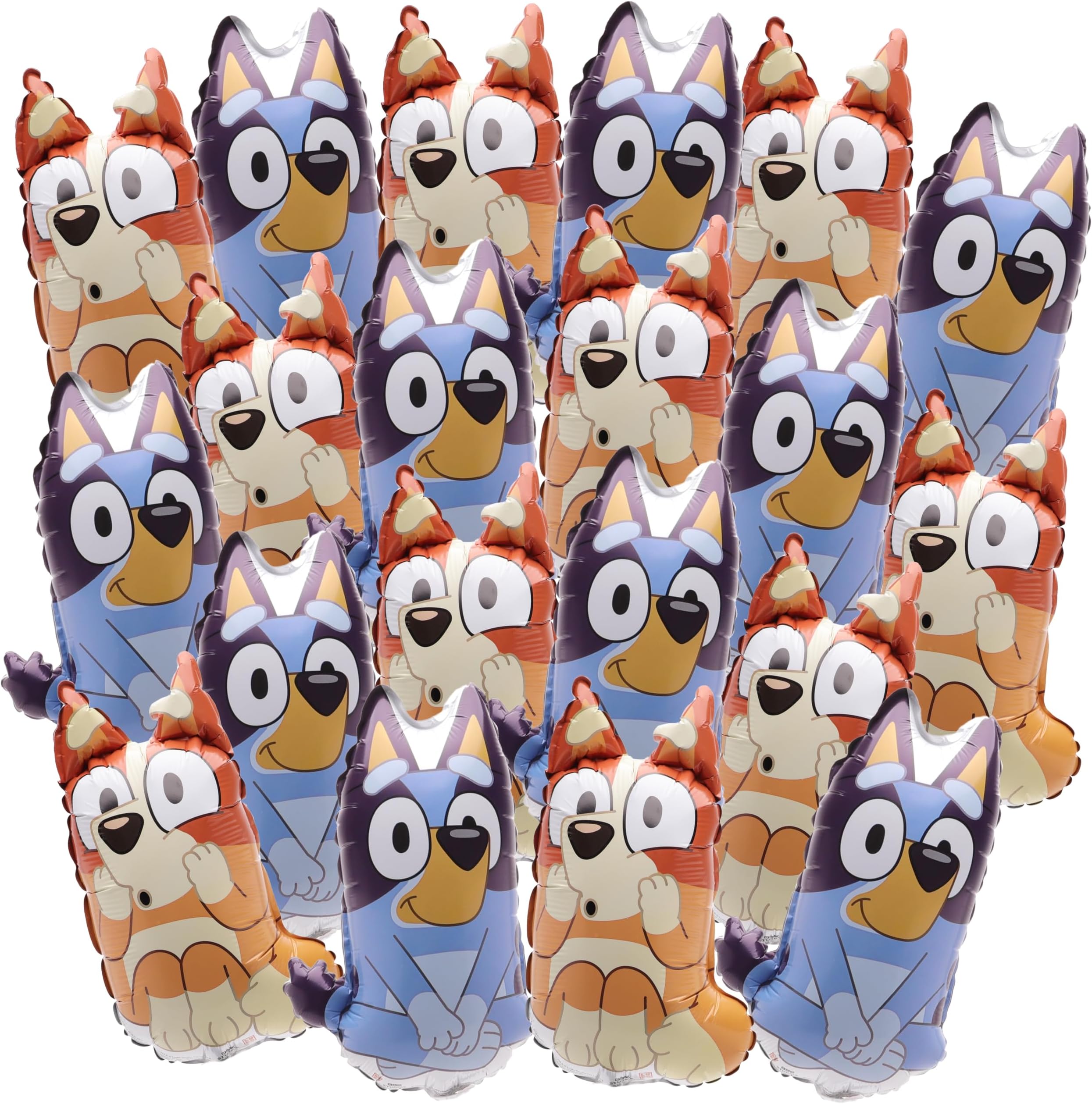 Toyland® Pack Of 20 - Bluey & Bingo Mini Character Balloons - Sticks And Cups Included - Birthday Party Decorations