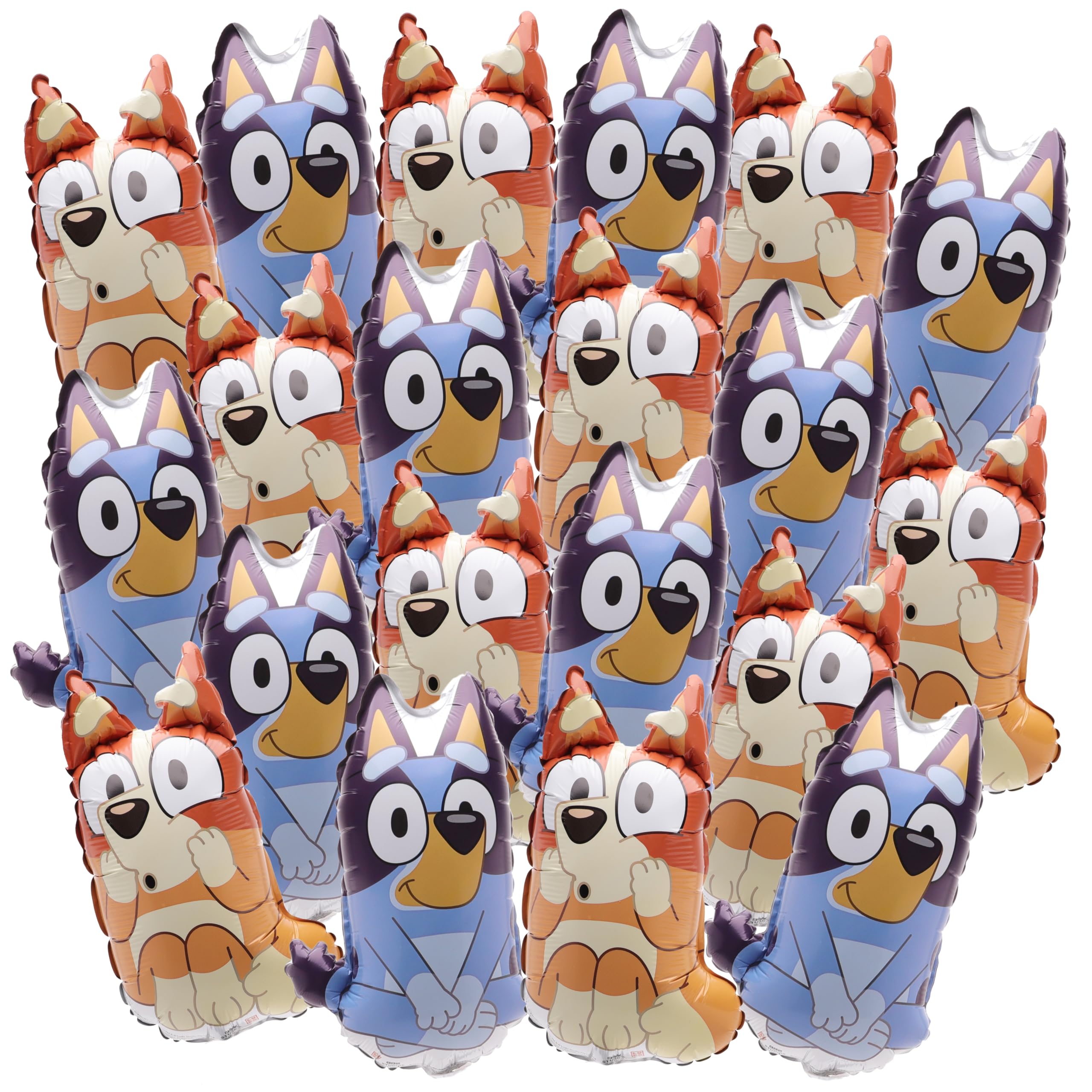 Pack Of 20 - Bluey & Bingo Mini Character Balloons - Sticks And Cups Included - Birthday Party Decorations
