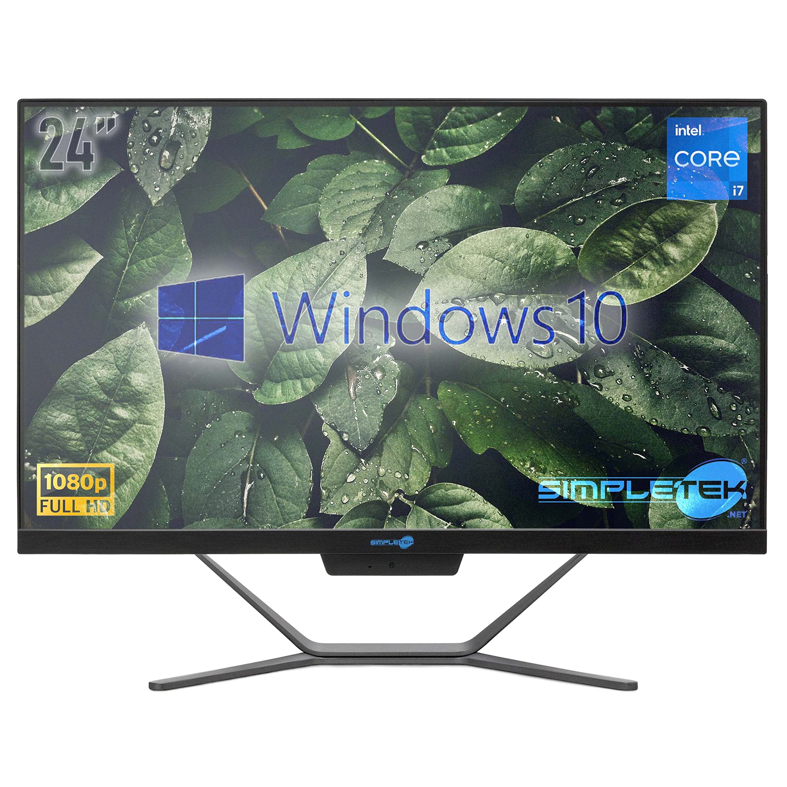 PC All in One Core i7 Windows 10 Pro 24" FHD | 16GB RAM SSD 240GB + 2TB | Wbudowana kamera internetowa WiFi5 | Komputer stacjonarny Stały Aio Biuro Domu Szkoły - Simpletek
