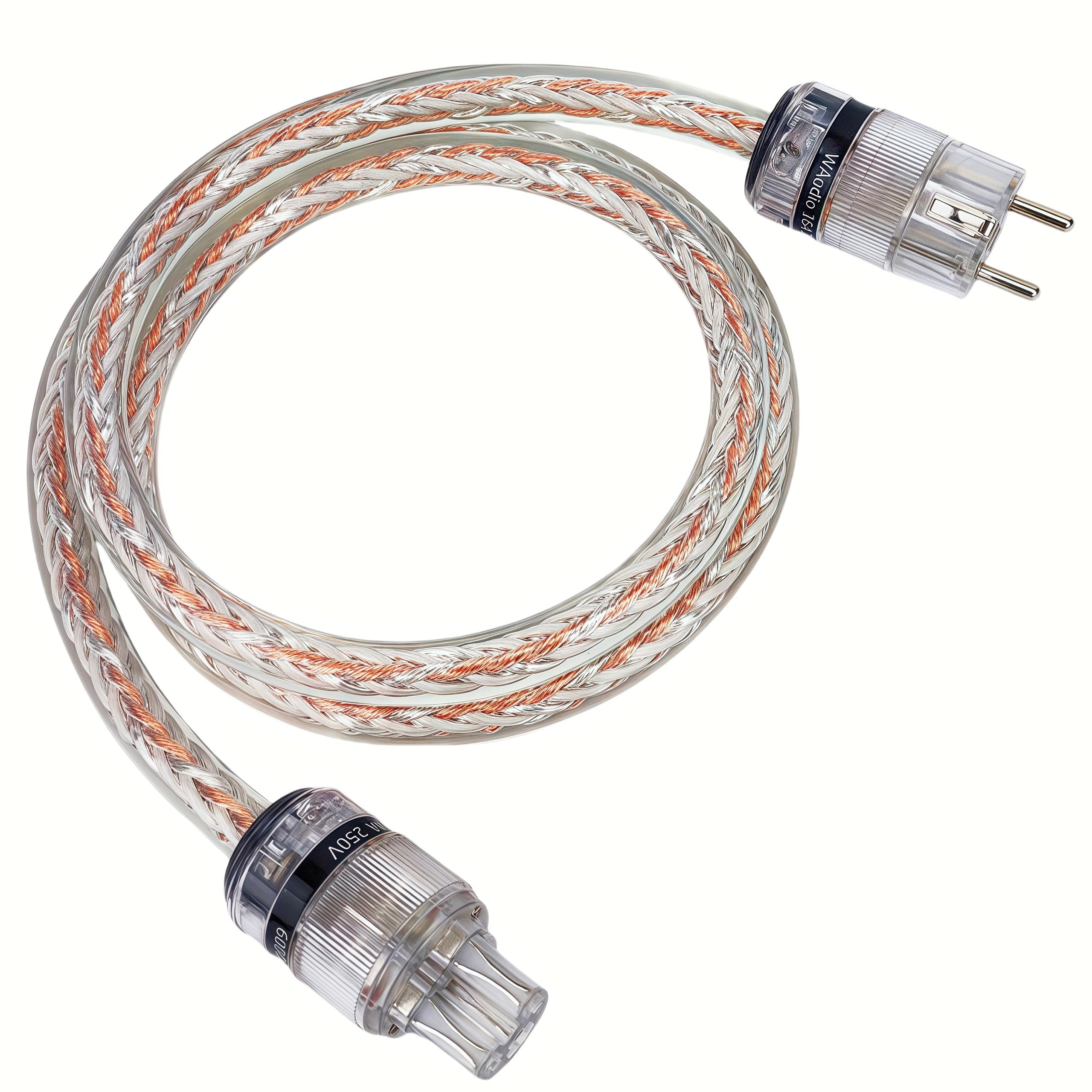 WAudio Cavo di alimentazione audiofilo da 10 AWG, cavo di alimentazione OFC Hi-End con spine Schuko e C15 per sistemi HiFi (1 m)
