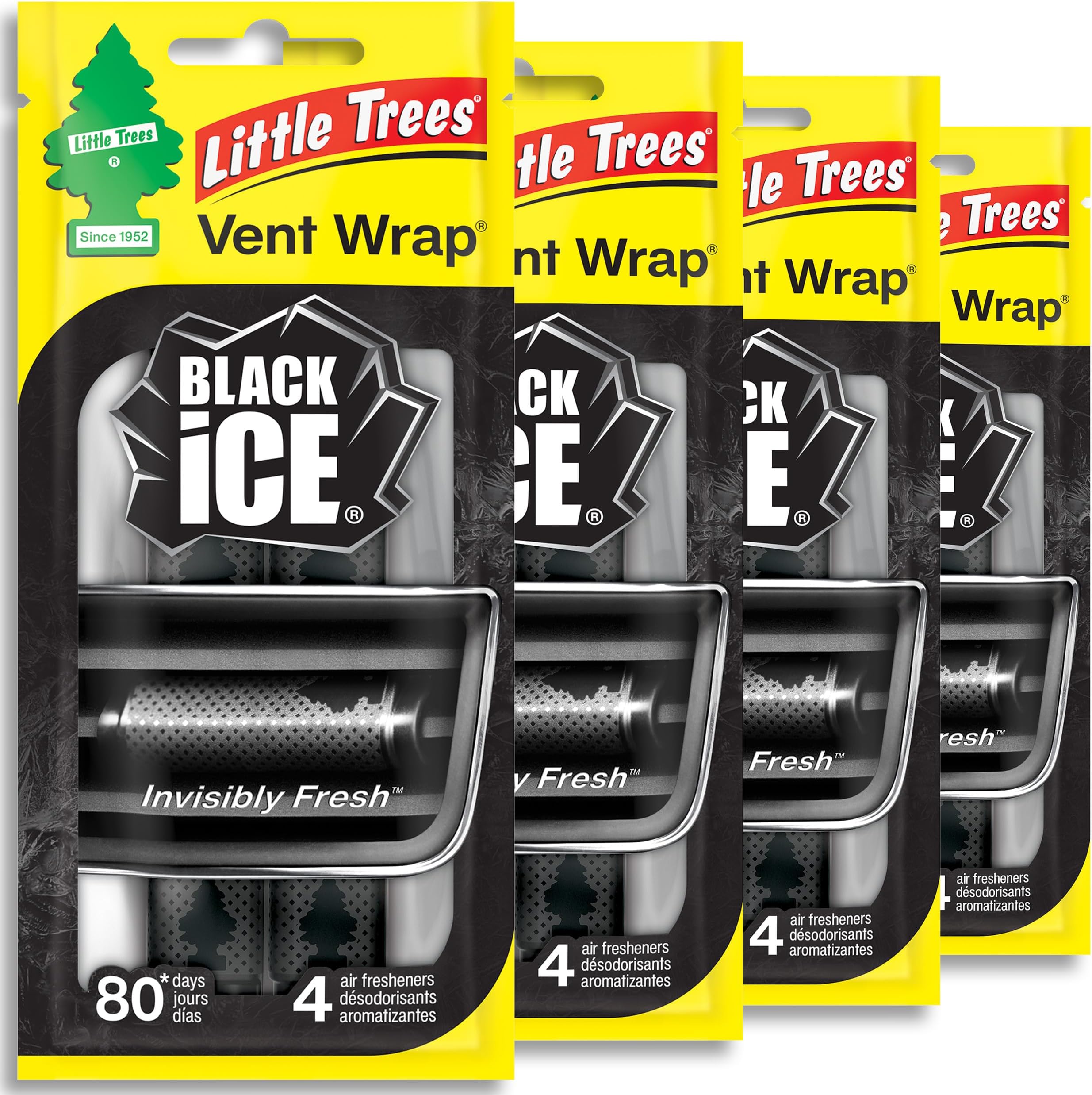 Car Air Freshener | Vent Wrap Provides Long Lasting Scent, Invisibly Fresh | 16 Air Fresheners | Black Ice