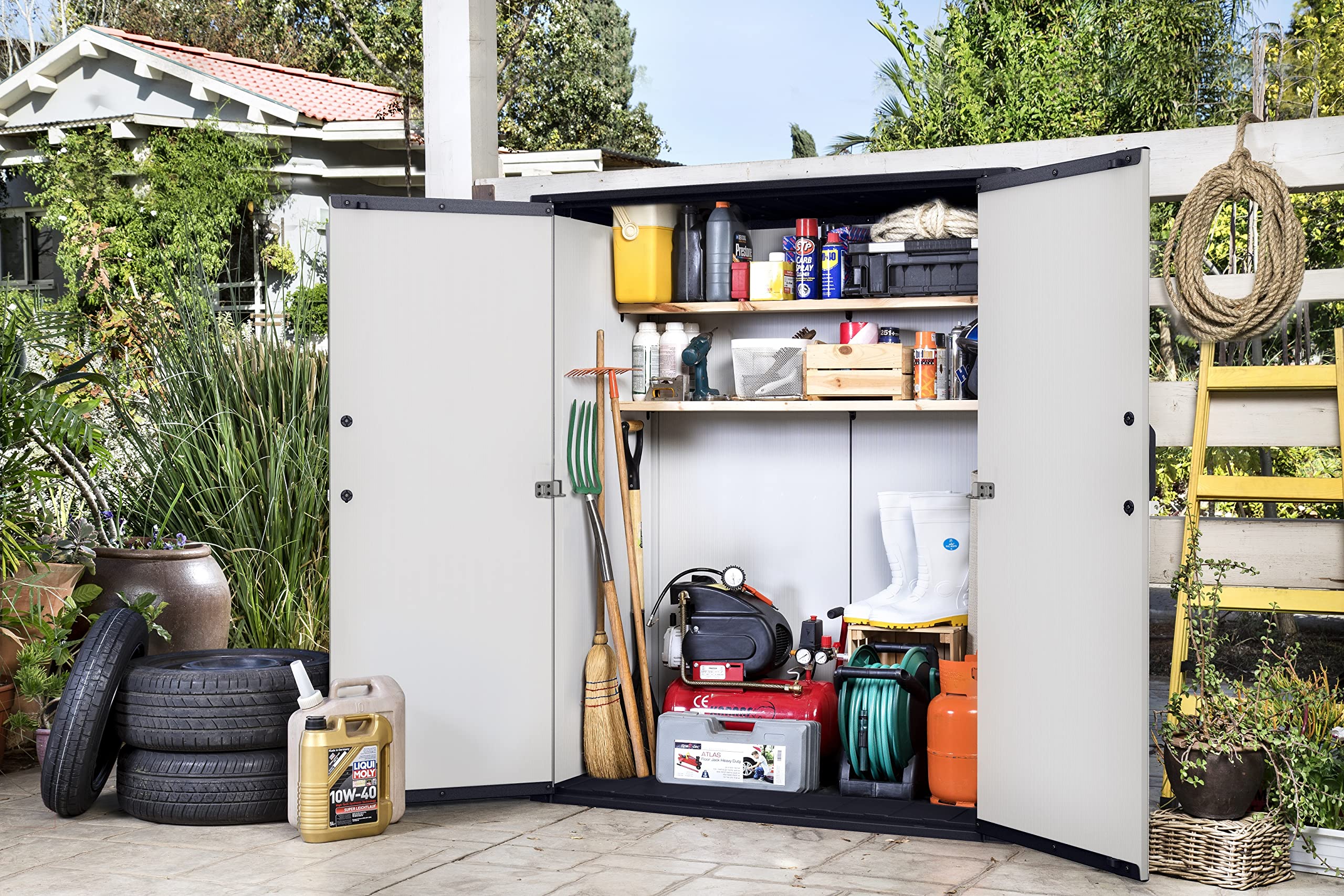 Keterbox Premier Tall, 1400l Fassungsvermögen, Außenmaße (BxHxT): 140 x 170 x 73,6 cm, wasserdicht, wetterfest