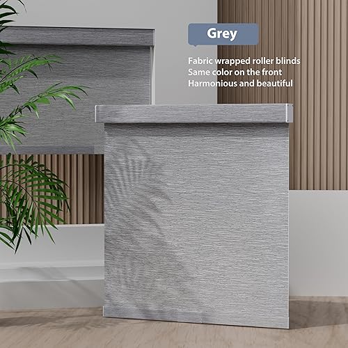 Miniatura 2 de HOTSOON Persianas enrollables opacas para ventanas, inalámbricas, tela jacquard, persianas enrollables, tela con aislamiento térmico y protección