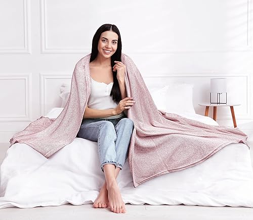 Miniatura 5 de Utopia Bedding Manta de punto tamaño Queen (90 x 90 pulgadas, rojo) 250 GSM, suave, jaspeado, ligera, transpirable, para sofá, cama y sofá