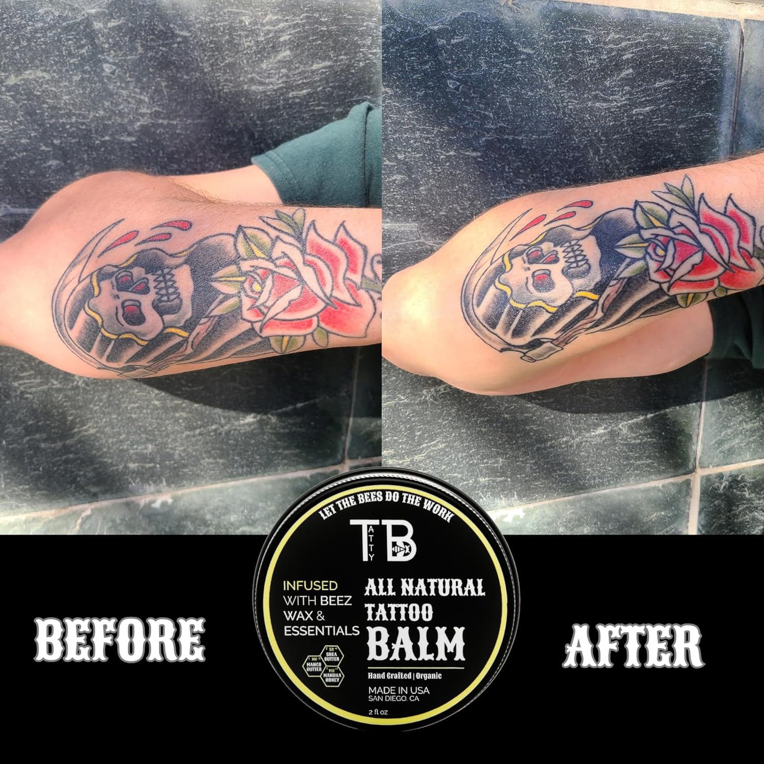 Tattoo Aftercare Balm – Fast Healing Tattoo Cream for New & Old Tattoos | Soothes, Hydrates & Brightens Ink | Natural Beeswax & Manuka Honey | 2 fl oz (2 Ounce, Coconut & Lime) - Image 6