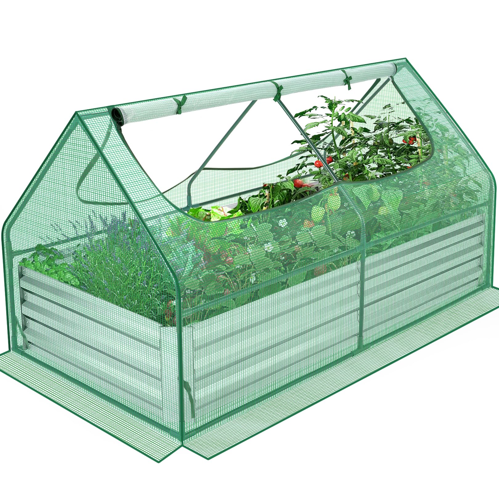 Homdox 6x3x3ft Galvanized Raised Garden Bed