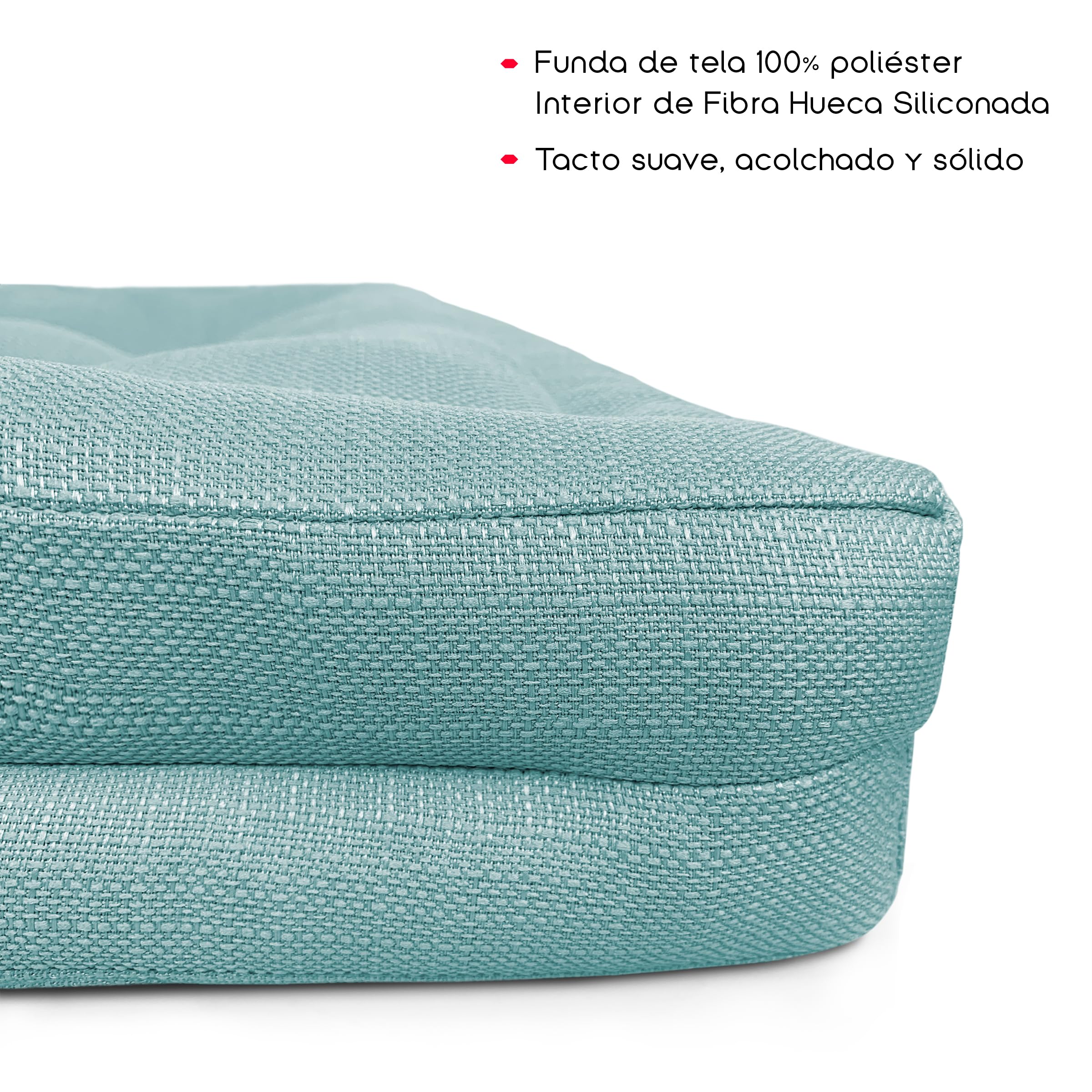 TIENDA EURASIA – Cojín de Suelo Cuadrado | Acolchado | Poliéster | Cojines de Suelo | Medidas 60x60x10 cm | Cojines Exterior Jardín | con Asa de Transporte y Cremallera (Turquesa)