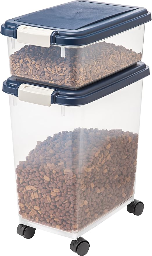 Iris Usa Inc. Airtight Pet Food Storage Container Combo, 12 Quart, 33 Quart, Navy