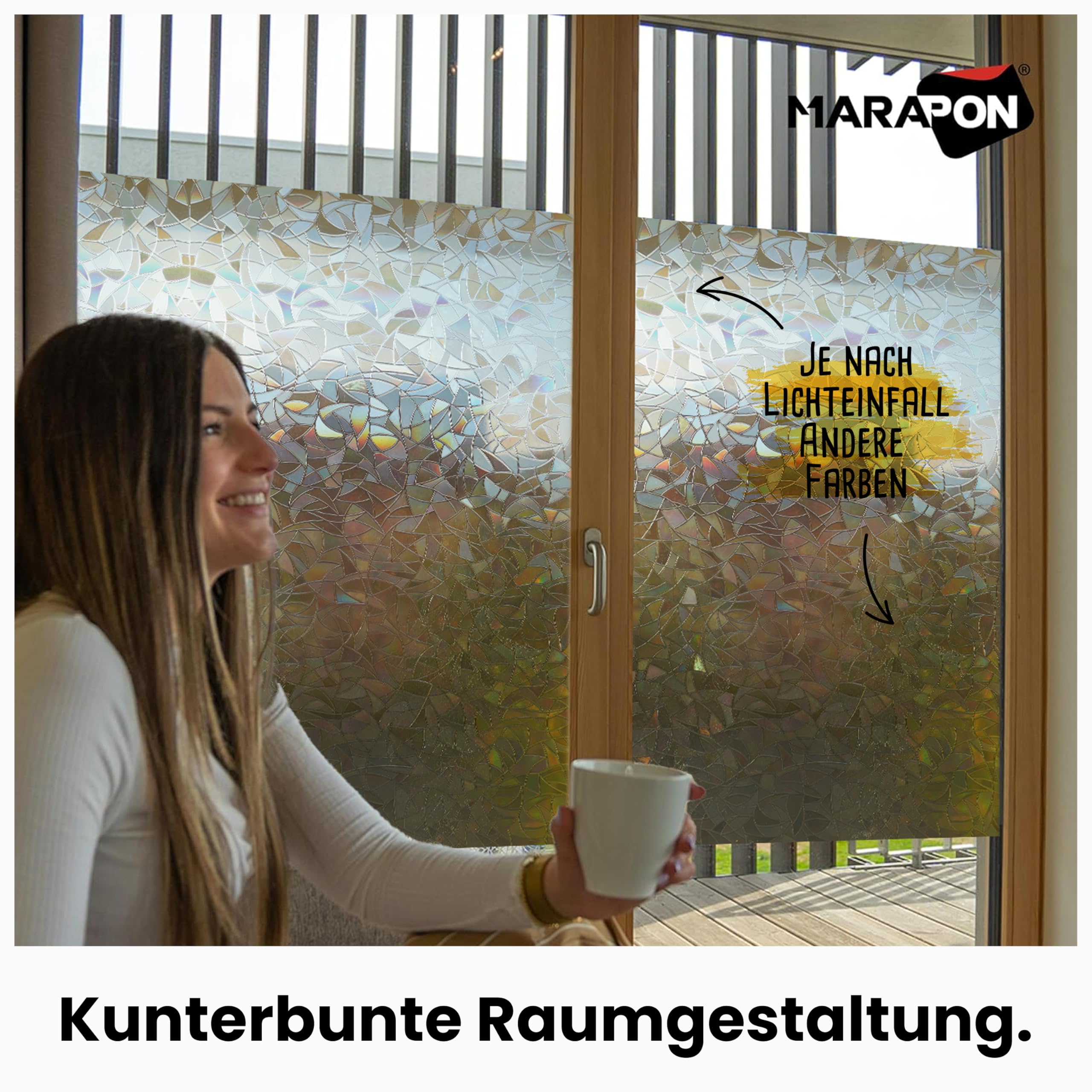 Marapon Fensterfolie Blickdicht von aussen mit Regenbogeneffekt dunkel 0 – Bild 3