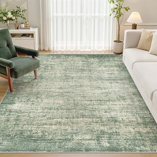 zesthome Modern Abstract Washable Rug (Green)