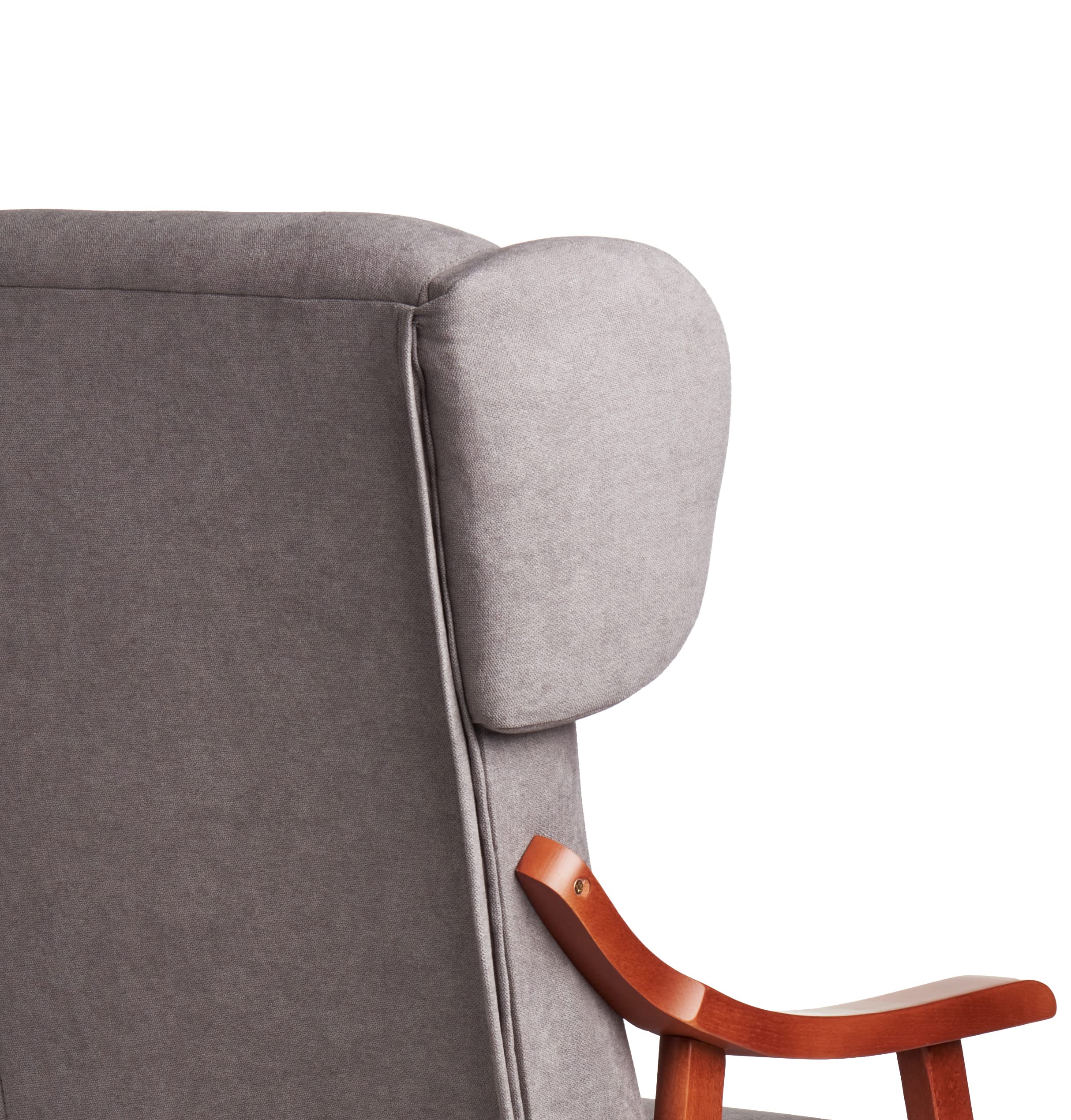 Abuelo a Gusto- Silla con Brazos Modelo Goya y Orejas apoya-Cabeza. Madera Color: Cerezo (Medidas: 117 * 69 * 57 cm) Tela Antimanchas: para Personas Mayores o geriátrico. Prótesis de Cadera. Gris
