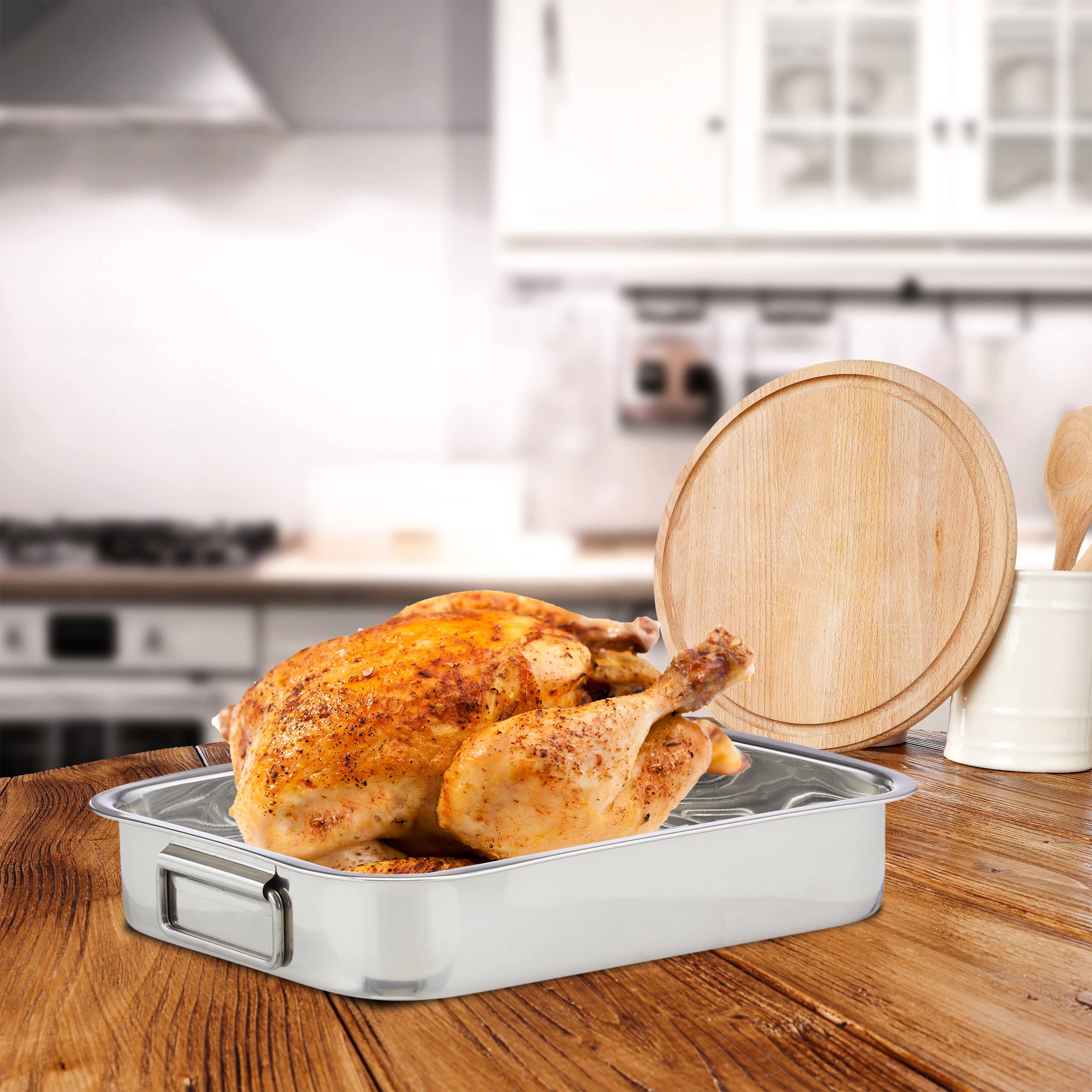 Relaxdays 2 x Bandeja para Asar con Rejilla XL, Acero Inoxidable, Bandeja Sueca para Horno, lavavajillas, Plata