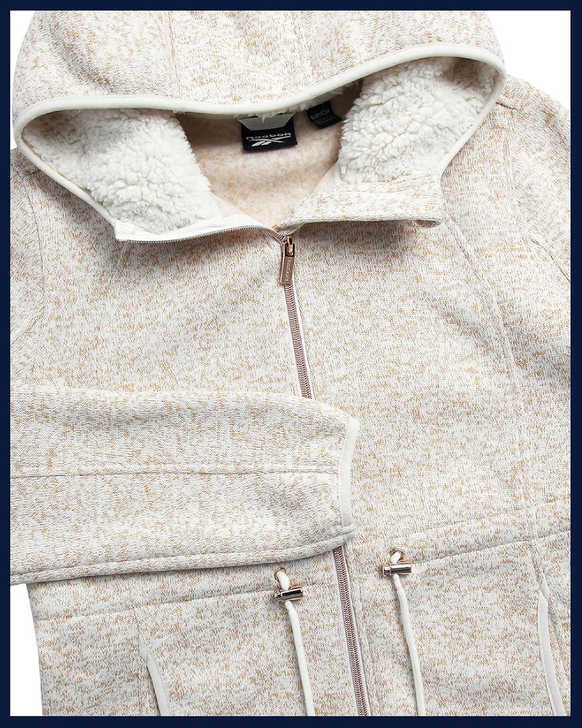 Reebok Womens Fleece Jacket - Lightweight Fleece Jacket Women Sherpa Lined Long Hooded Zip Up Womens Sweaters with Pockets - Image 5