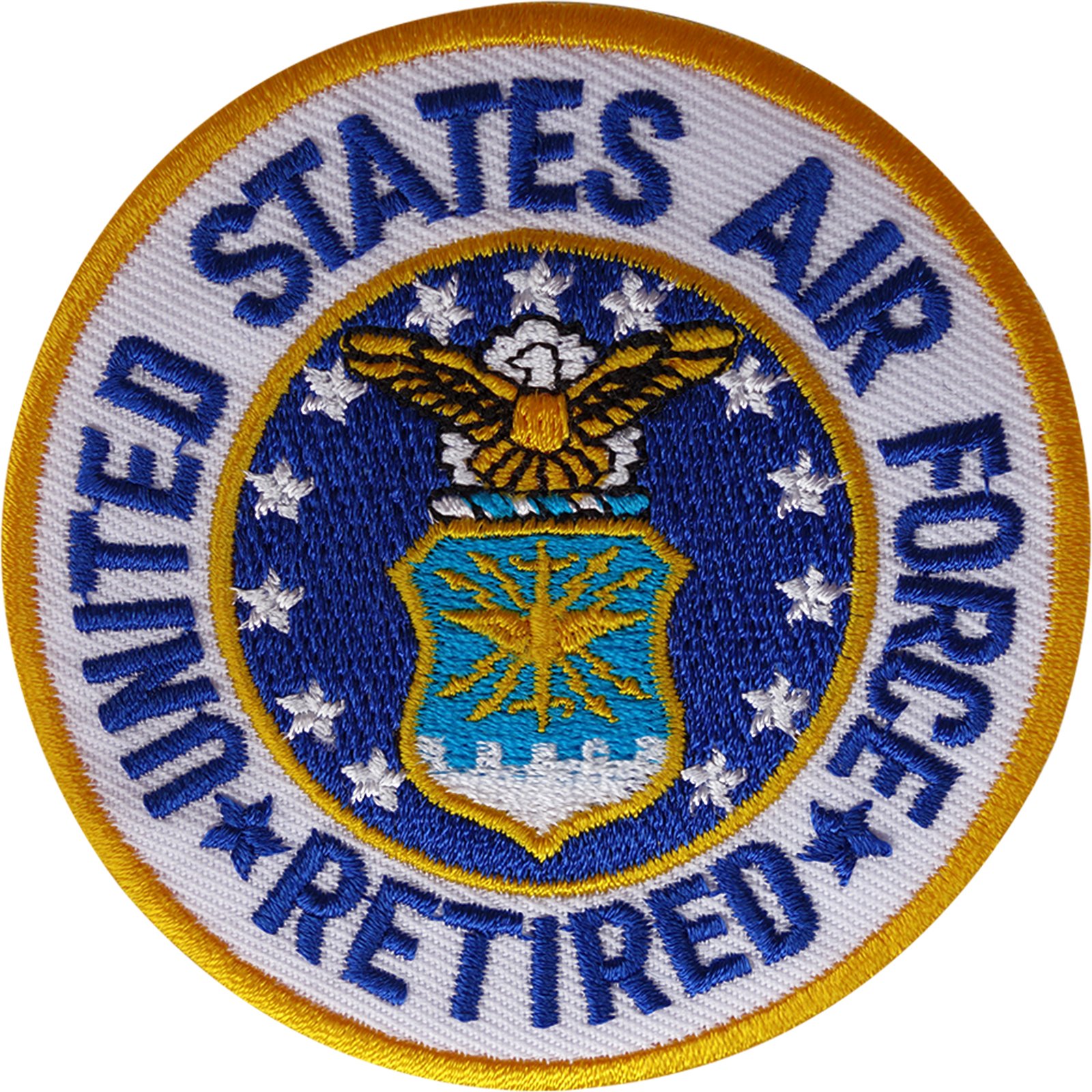 ELLU Aufnäher United States Air Force Rentner - Bestickt, 7,3 Cm Durchmesser | Aufbügelbar Oder Aufnähbar