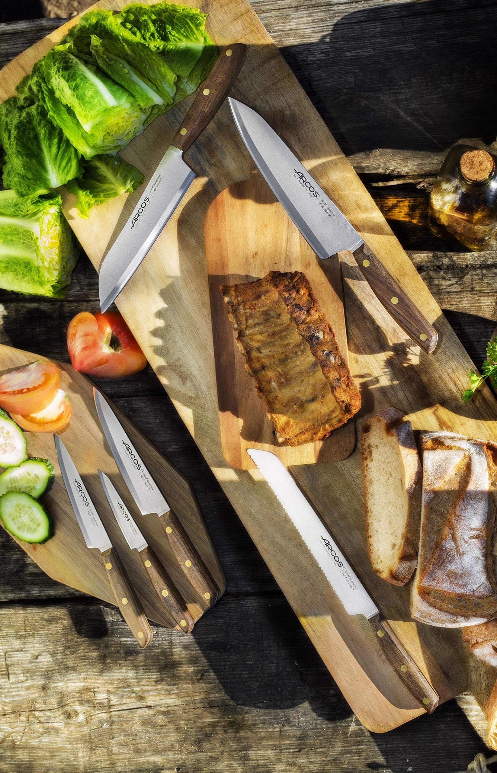Arcos Serie Nordika - Santoku Messer - Edelstahl Nitrum - Klinge 190 mm - Ovengkol Holzgriff 100% natürlicher FSC - 100% recycelte Verpackung - Farbe Braun