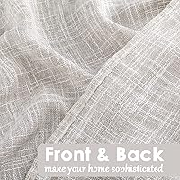 Vista 3 de Beda Home Cenefa de cortina texturizada de lino para cocina y sala de estar; cenefa corta rústica para ventana pequeña, dormitorio, sótano