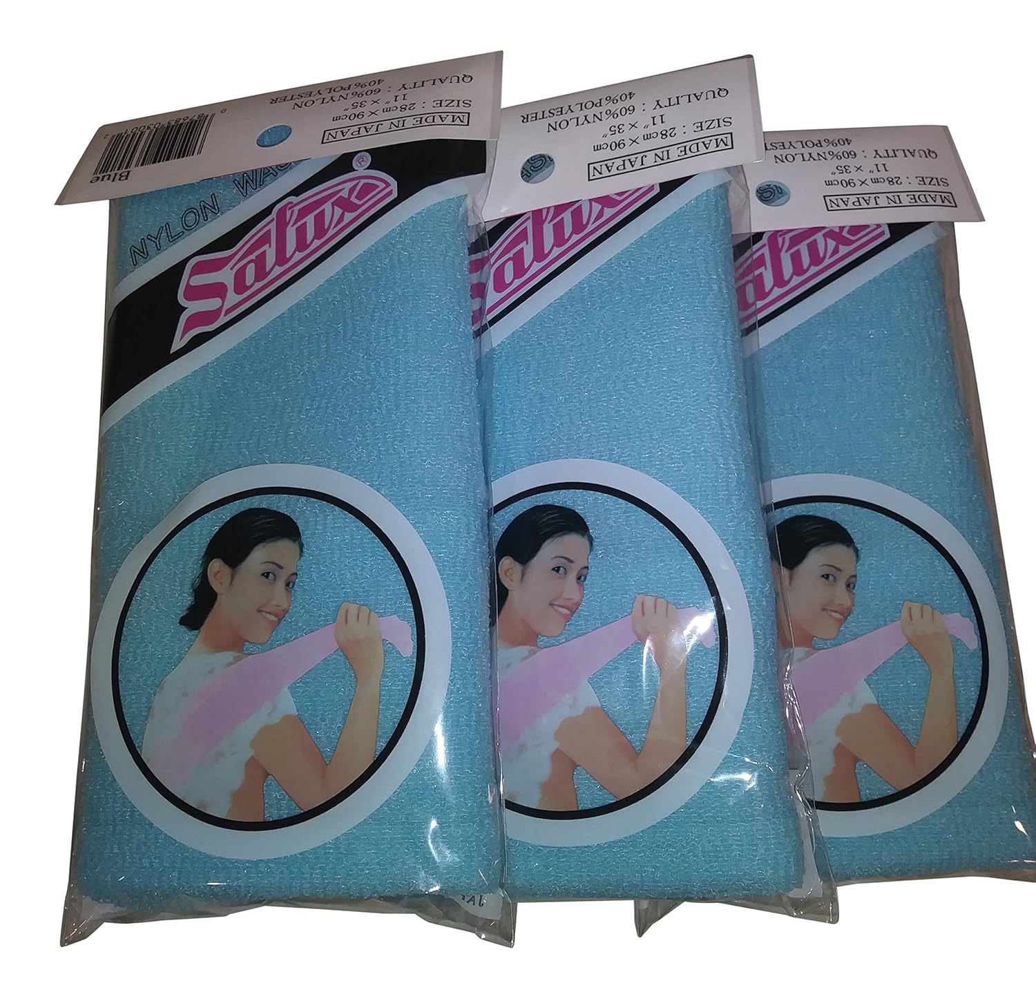 SALUX Nylon Japanese Beauty Skin Bath Wash Cloth/Towel - Blue 5 PACK: Beauty