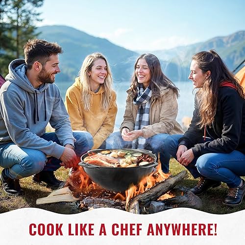 Miniatura 6 de Olla de horno holandés con tapa (18 cuartos de galón (17 litros), horno holandés de hierro fundido, juego de utensilios de cocina de hierro fundido,