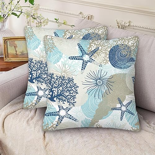 Miniatura 6 de Fundas de almohada costeras, fundas de almohada cuadradas de 18 x 18 pulgadas, fundas de almohada cuadradas para decoración del hogar, sala de