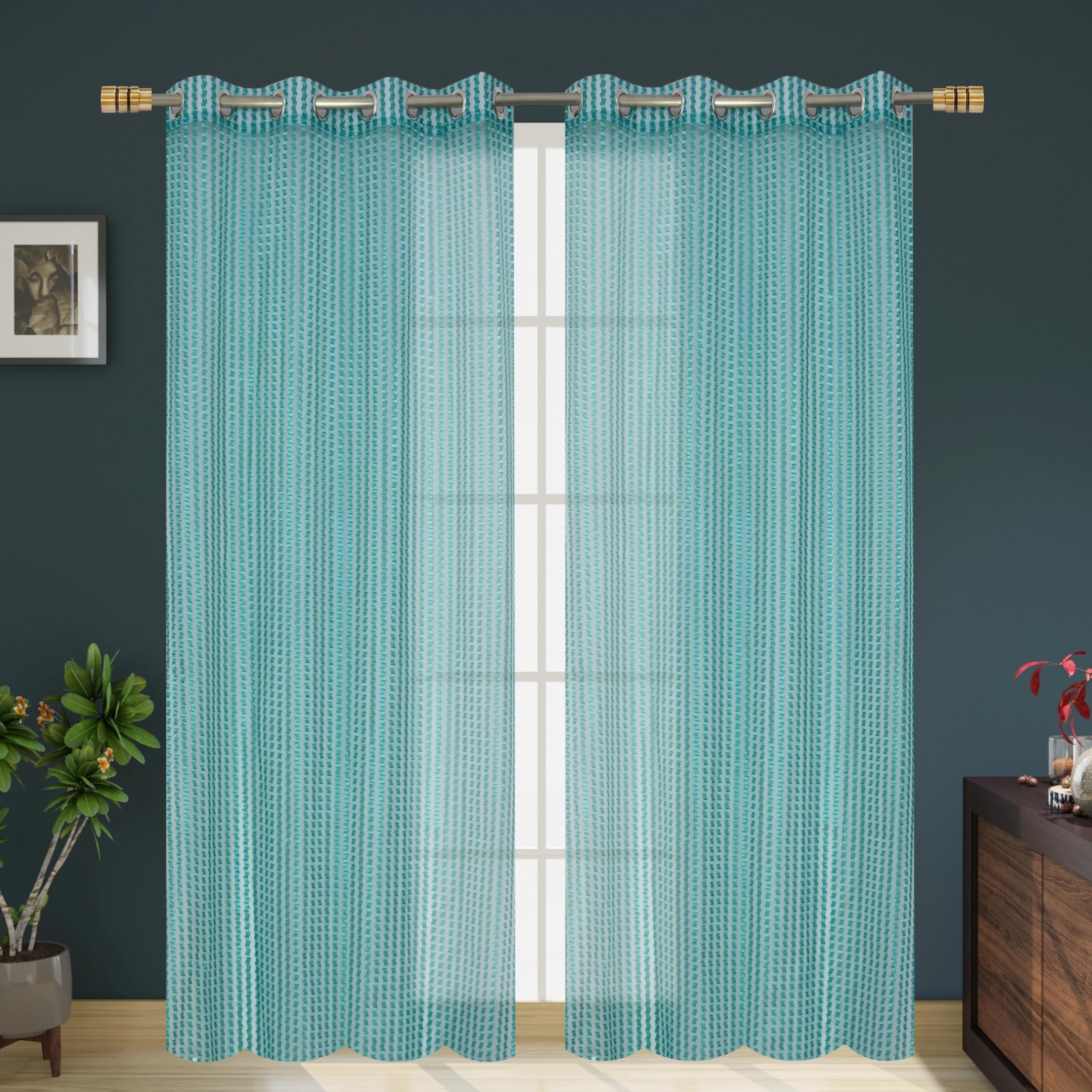 FRESH FROM LOOM Sheer Curtains 7 Feet Long for Door & Window | Premium Screens & Parde for Living Room & Bedroom | Non – Blackout Light Filtering (Tourquoise, 2pc, 7ft) (B0CRYV6RWD) Amazon Price History, Amazon Price Tracker