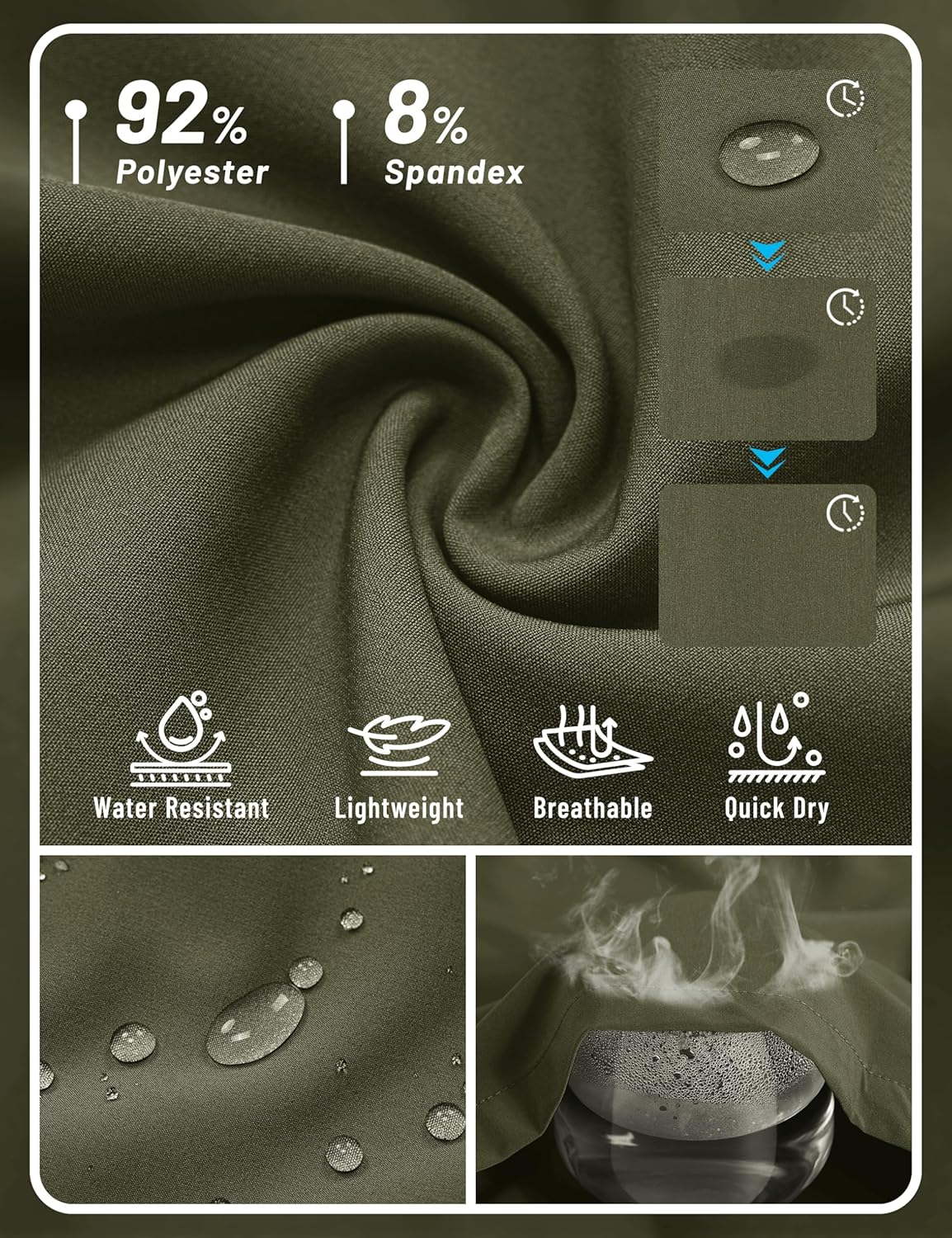 TACVASEN Women's Hiking Shorts 8" Quick Dry Lightweight Water Resistant Athletic Shorts with Pockets Outdoor Golf Active - Image 6