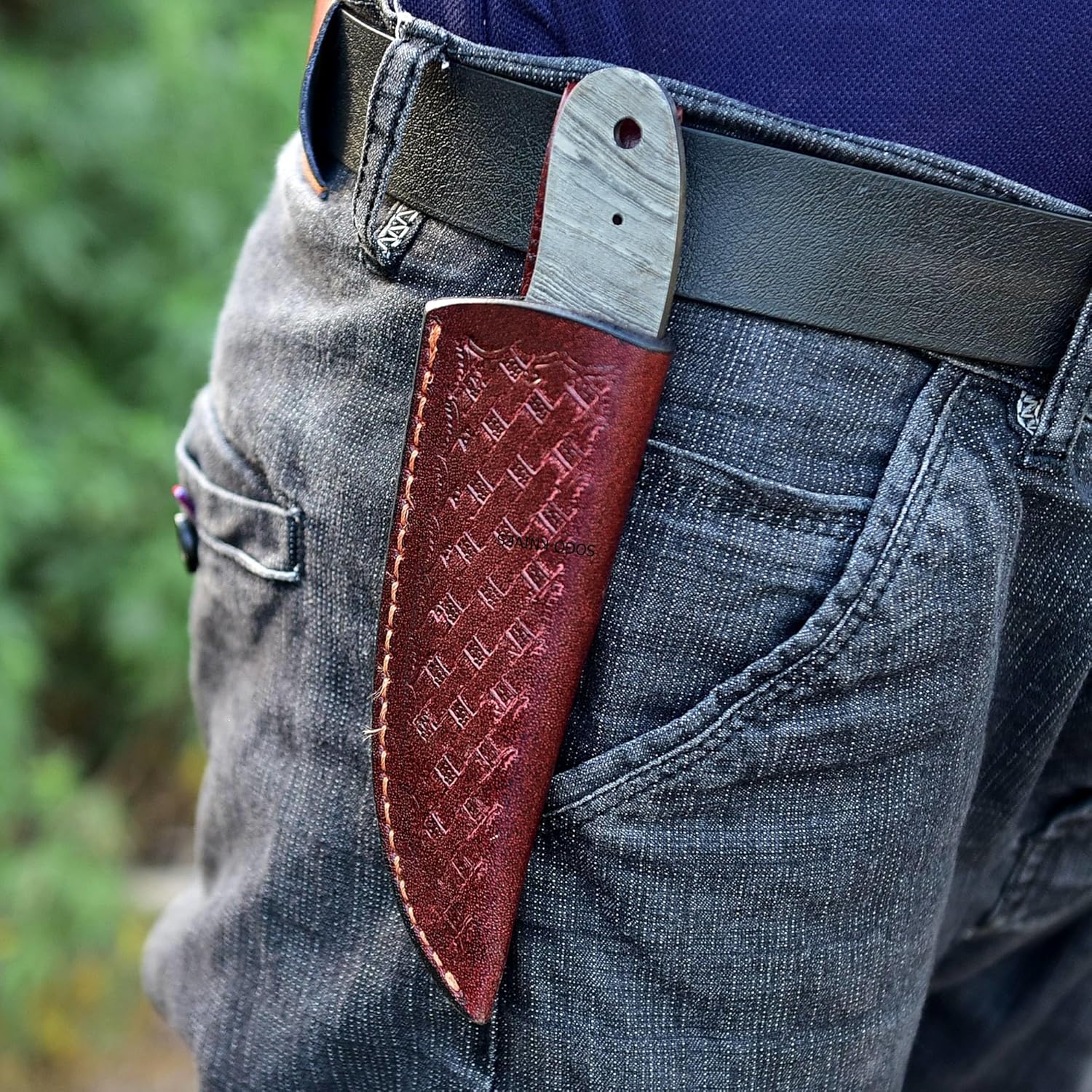 7'' Damascus Knife Making Kit DIY Handmade Knife Kit Includes Knife Blank Knife Steel Blade, Pins, Knife with Sheath, Handle Scales for Knife Making Supplies, Knife Steel