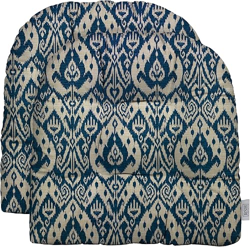 RSH DECOR: Ashmore Marine - Juego de 2 cojines de mimbre en forma de U | 22 x 22 pulgadas | Tela hilada resistente al agua y a la decoloración |