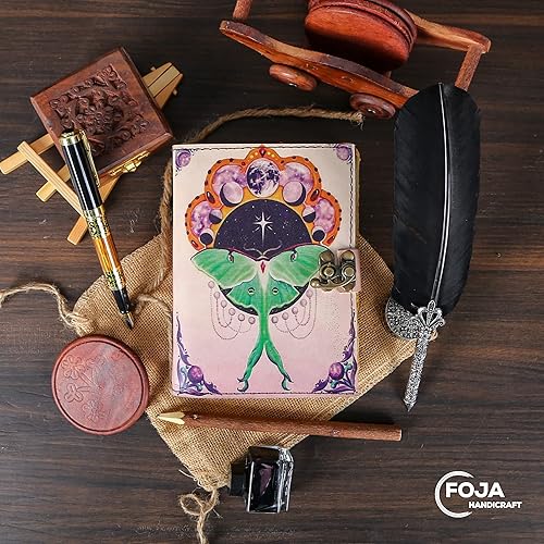 Miniatura 2 de Diario de hechizos en blanco libro de sombras para hombres y mujeres 200 páginas con cierre de cerradura vintage hecho a mano de cuero borde de la