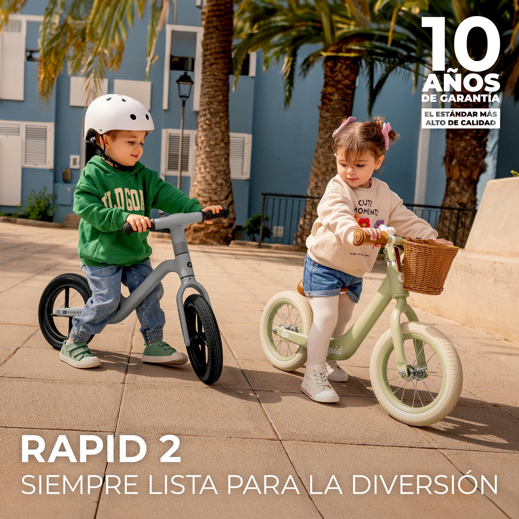 Kinderkraft Rapid 2 Bicicleta Sin Pedales Rapid, Bicicleta De Equilibrio, Partir 3 Años, Sólida, para los Niñas y Niños, Segura, Ajustable, Solo 3.7 kg, Retro