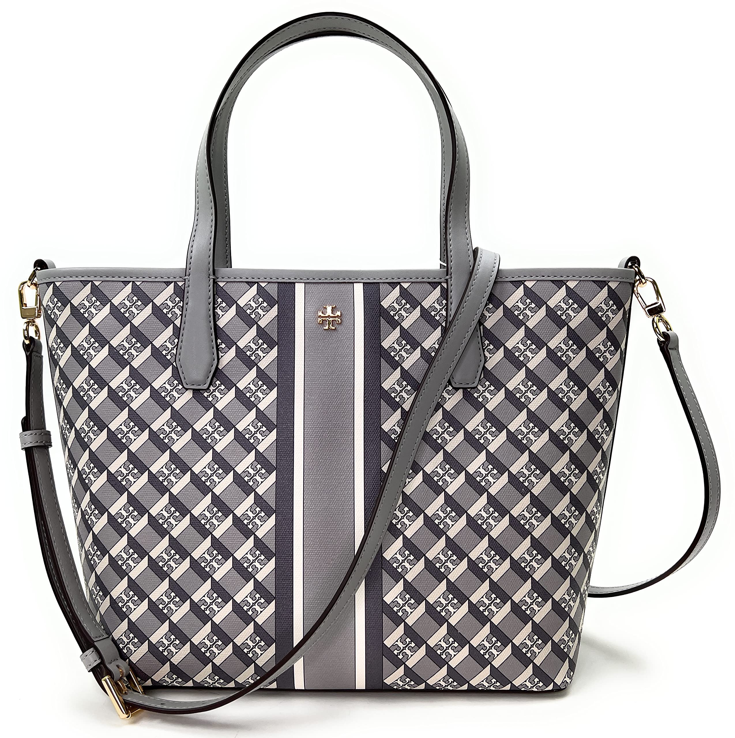 Tory Burch Tory Burch レディース ジオロゴ ミニ トップ ジップ トート (グレー)
