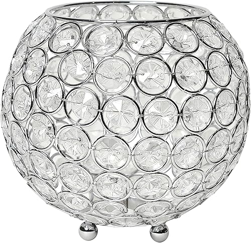 Miniatura 6 de Elegant Designs HG1005-CHR Elipse - Portavelas circular de cristal, florero, centro de mesa de boda, regalo, 3.75 pulgadas, cromado