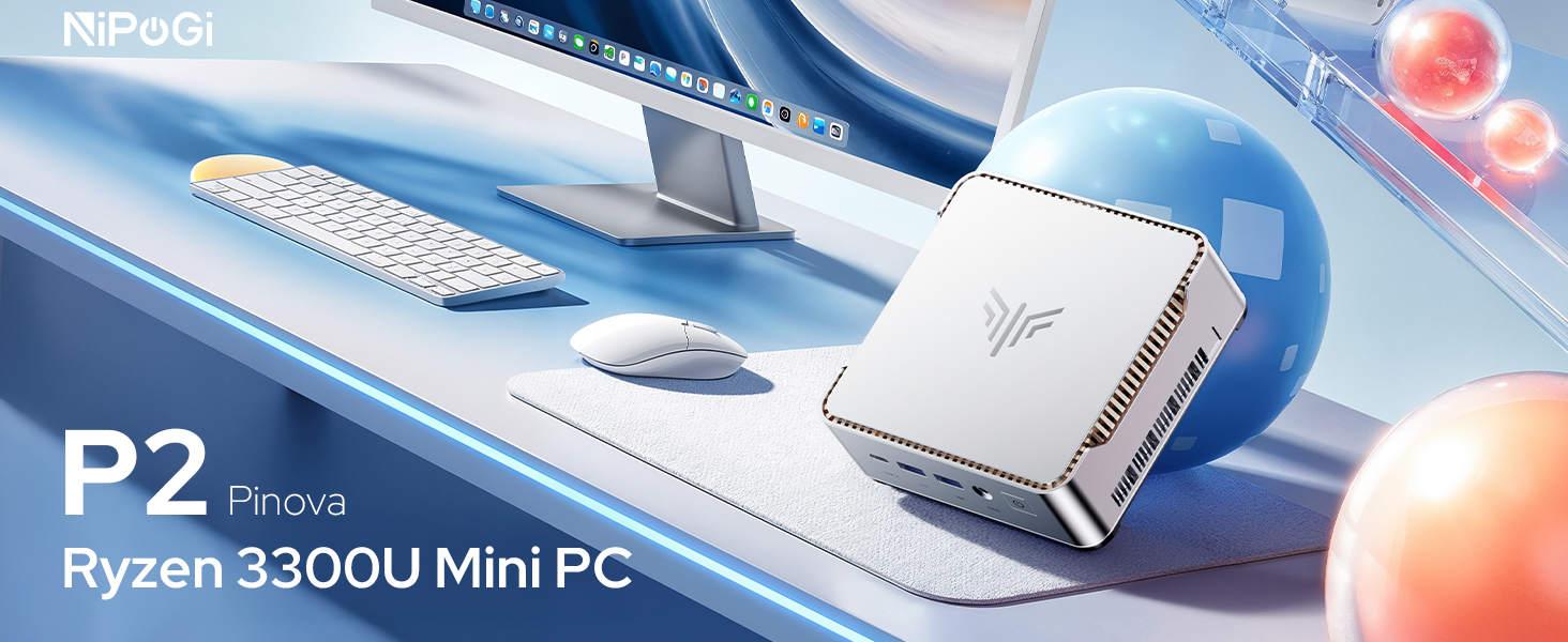 NiPoGi Pinova P2 Mini PC W-11 Pro, АMD Ryzen 3300U, 16 GB DDR4