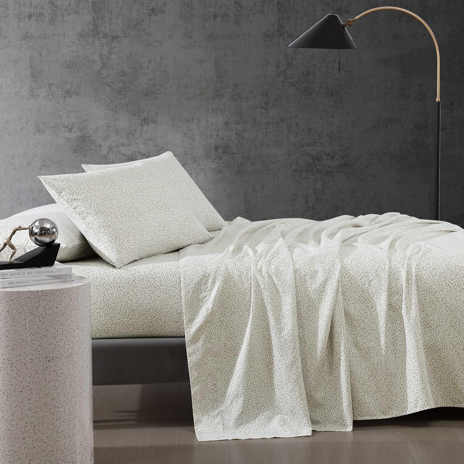 Kenneth Cole - King Sheet Set, Wrinkle-Resistant Bedding, Deep Pockets - Bed Sheets with Bonus Pillowcases & Fitted Sheet (Chill Flowers Beige)