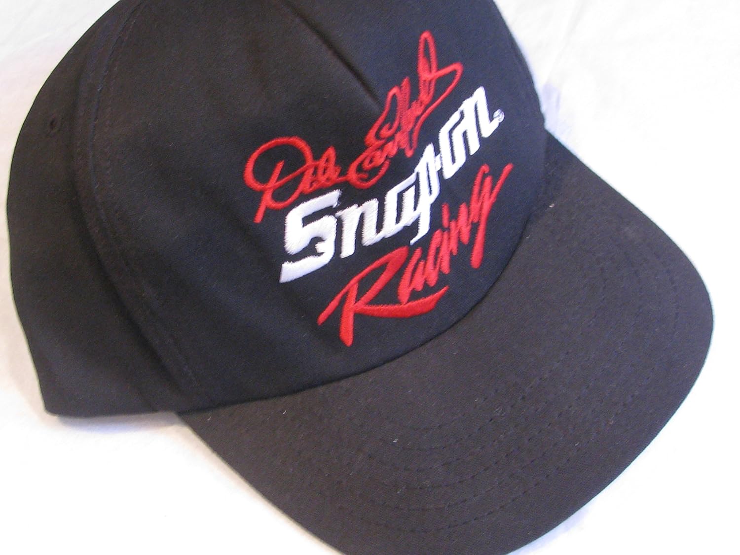 NASCAR Size Small-Medium Adult Vintage Dale Earnhardt Sr Snap-On Snap On Racing Black with Red & White Accents Hat Cap Plastic Snap Back Strap Sports Image