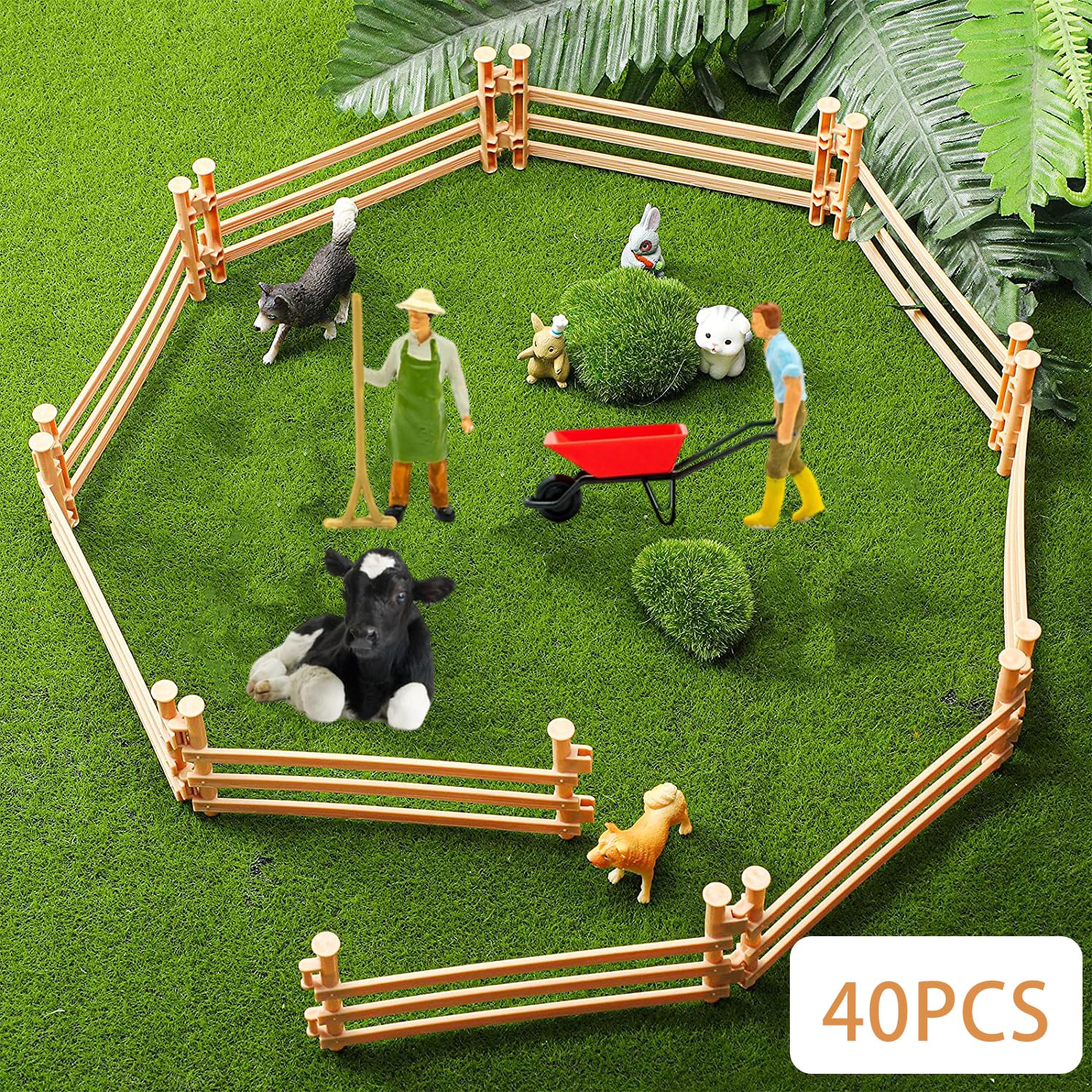 Wisplye 40-tlg. Zaun-Set Für Spielzeugtiere - Bauernhofzäune Aus Kunststoff