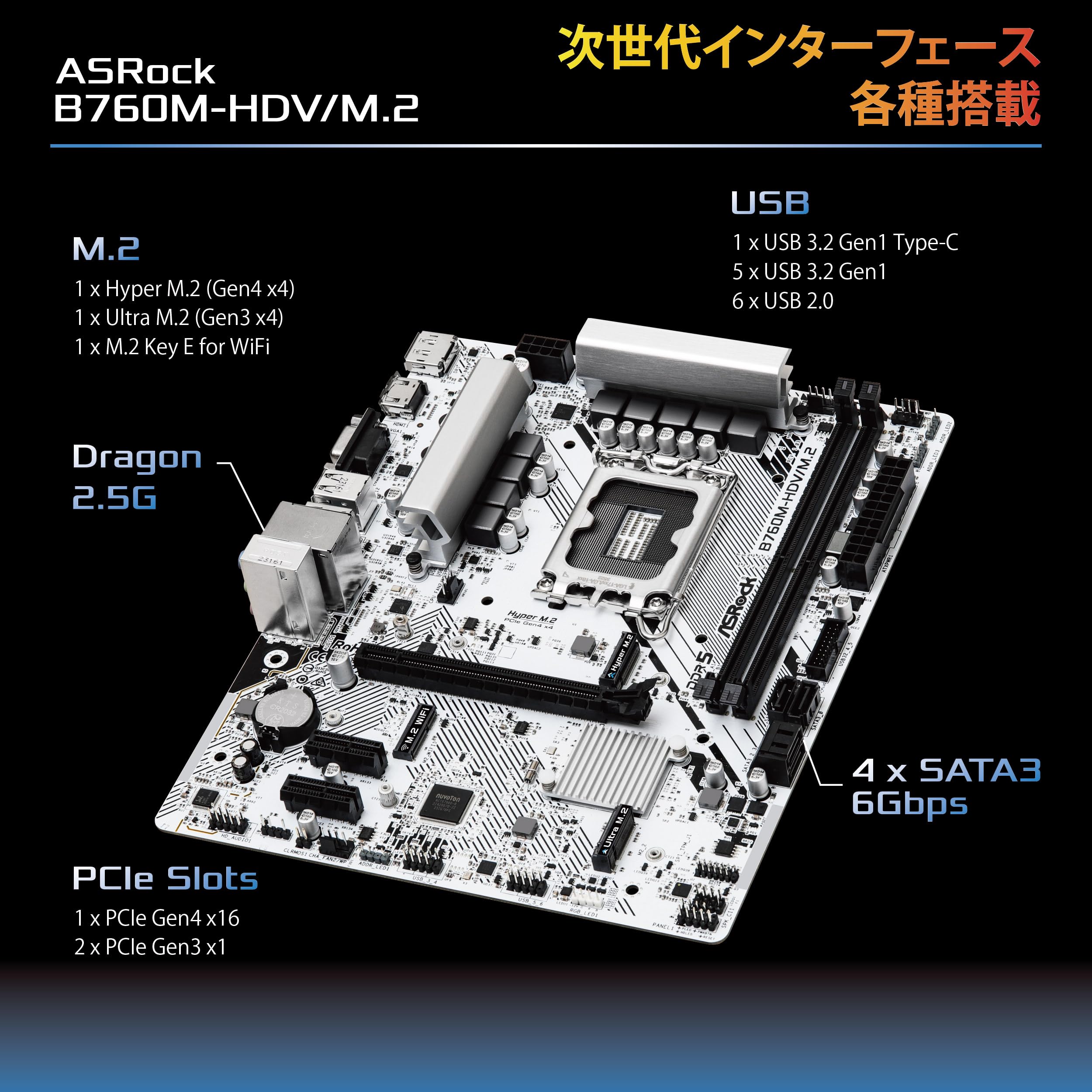 Amazon | ASRock B760M-HDV/M.2 Intel LGA1700 対応 DDR5 Micro ATX