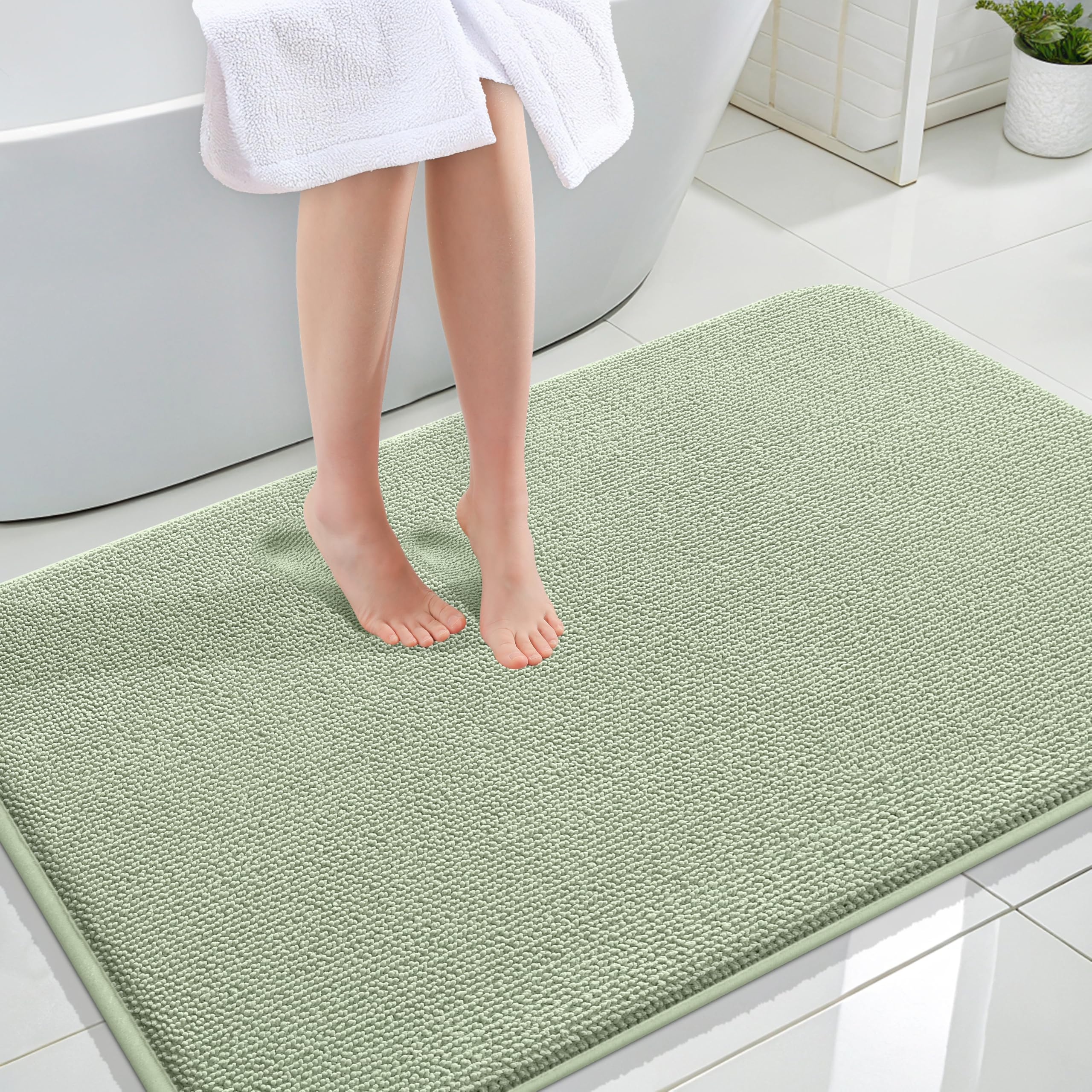 Photo 1 of OLANLY Thick Memory Foam Large Bathroom Rugs 47x32, Extra Soft Absorbent Bath Rug, Quick Dry Bath Mat, Non-Slip, Machine Washable Mats for Bathroom, Tub and Shower, Home Decor Accessories, Sage Green