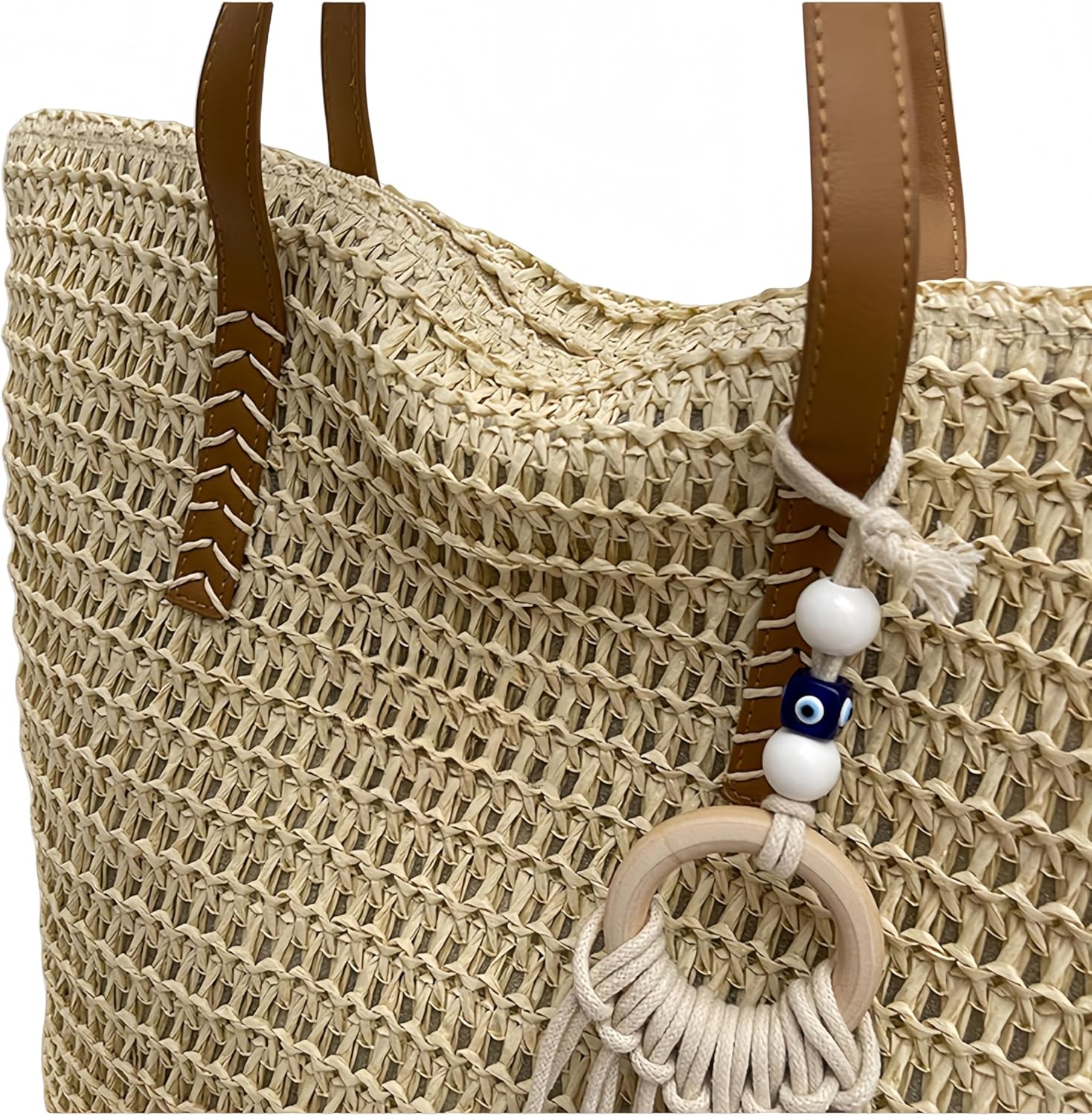 Straw Beach Bags for Women Woven Beach Tote Bag Casual Boho Large Shoulder Handbags Purse for Vacation Holiday