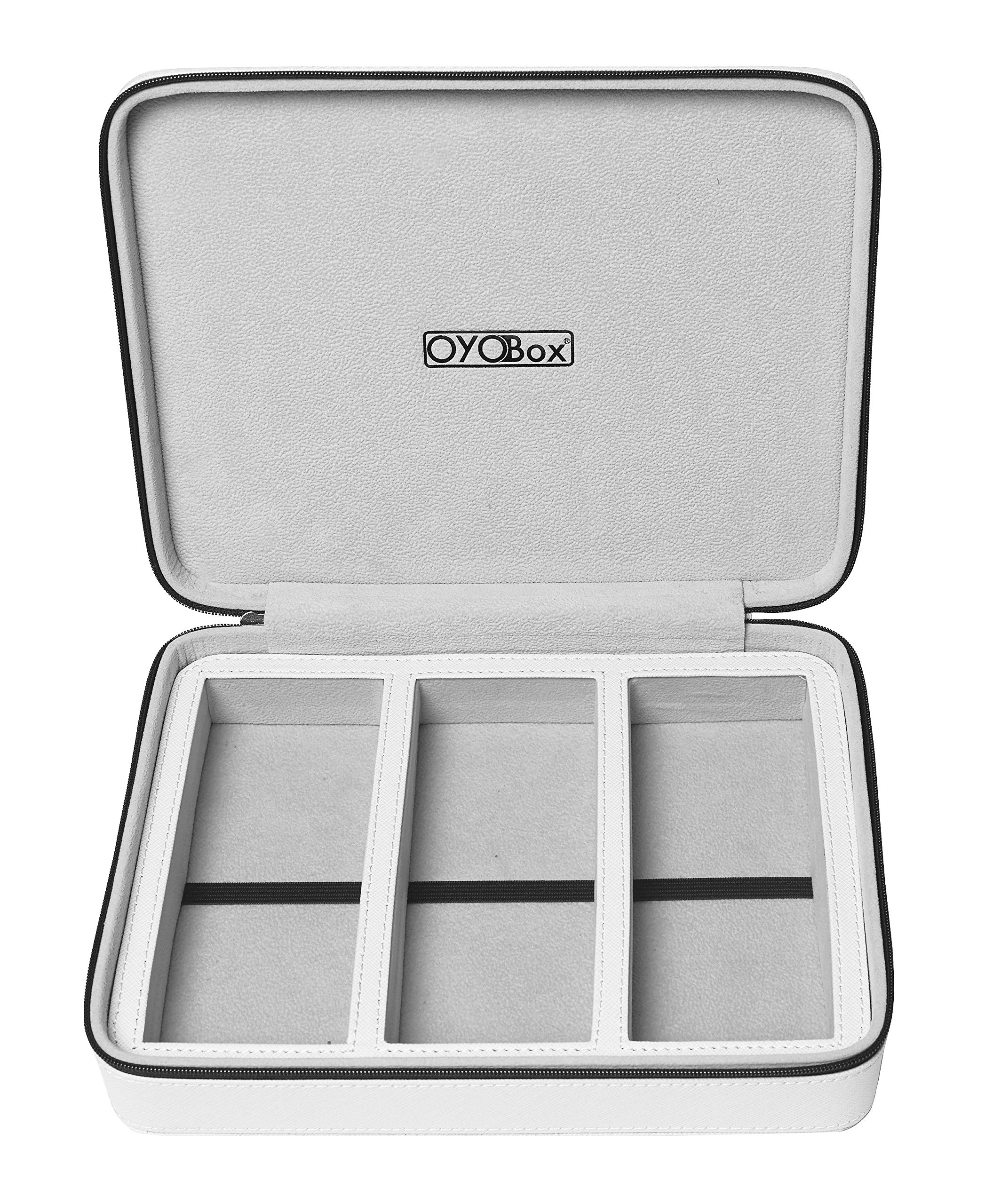 OYOBoxEyewear Travel Case, Luxury 3-Slot Organizer for Multiple Glasses and Sunglasses