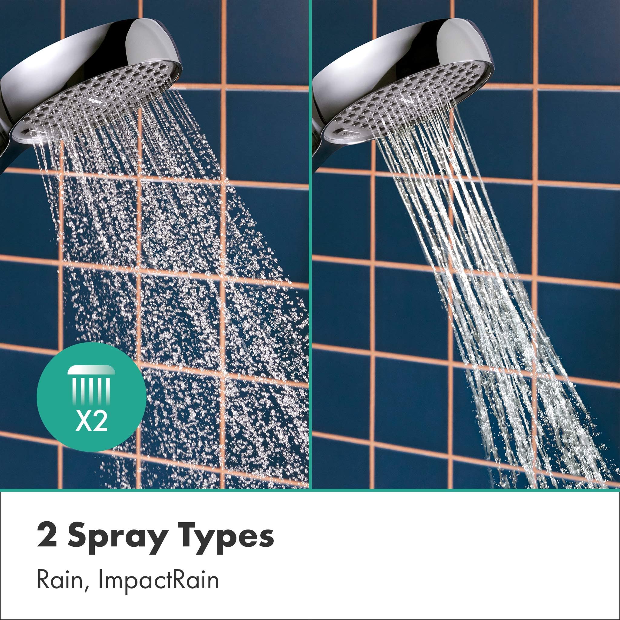 hansgrohe Activera Select S - Zestaw prysznicowy z głowicą prysznicową oszczędzający wodę (EcoSmart, 2-strumieniowa), wąż prysznicowy (1,60 m) i drążkiem (0,65 m), chrom, 28044000