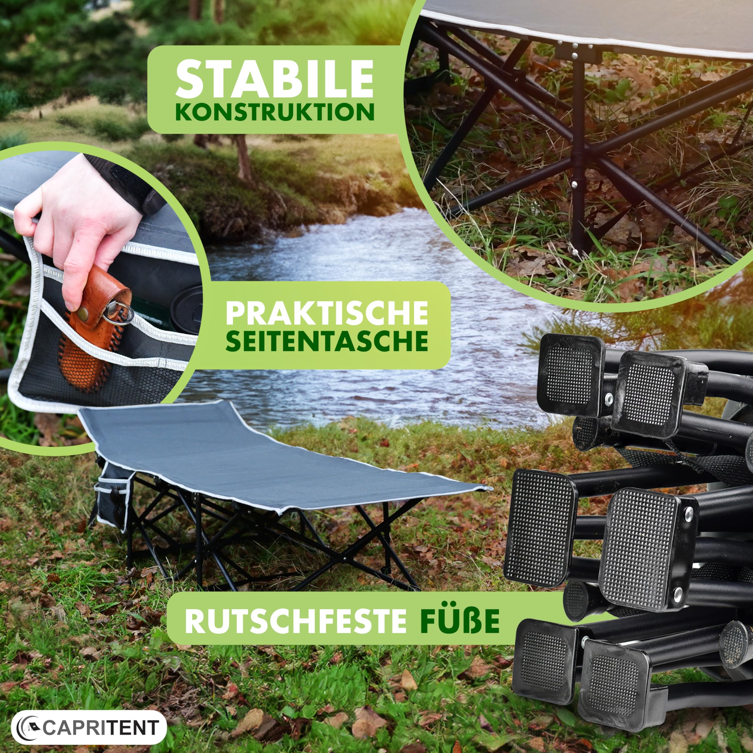 Feldbett klappbar 190x70 cm ultraleichtes Campingbett wetterfestes Klappbett inkl. Tragetasche für Camping Outdoor Angeln
