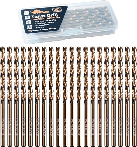 (20PCS) 1/8" Cobalt Drill Bit, HSS M35 Metal Drill Bits for Steel, Stainless Steel, Cast Iron, Hard Plastic and Wood