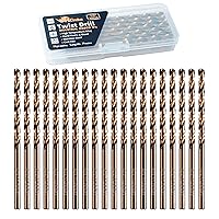 Vista 25 de Broca de cobalto de 3/16 pulgadas, brocas de metal HSS M35 para acero, acero inoxidable, hierro fundido, plástico duro y madera (20 unidades)
