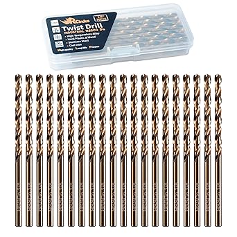 20PCS 1/8" Cobalt Drill Bit, HSS M35 Metal Drill Bits for Steel, Stainless Steel, Cast Iron, Hard Plastic and Wood