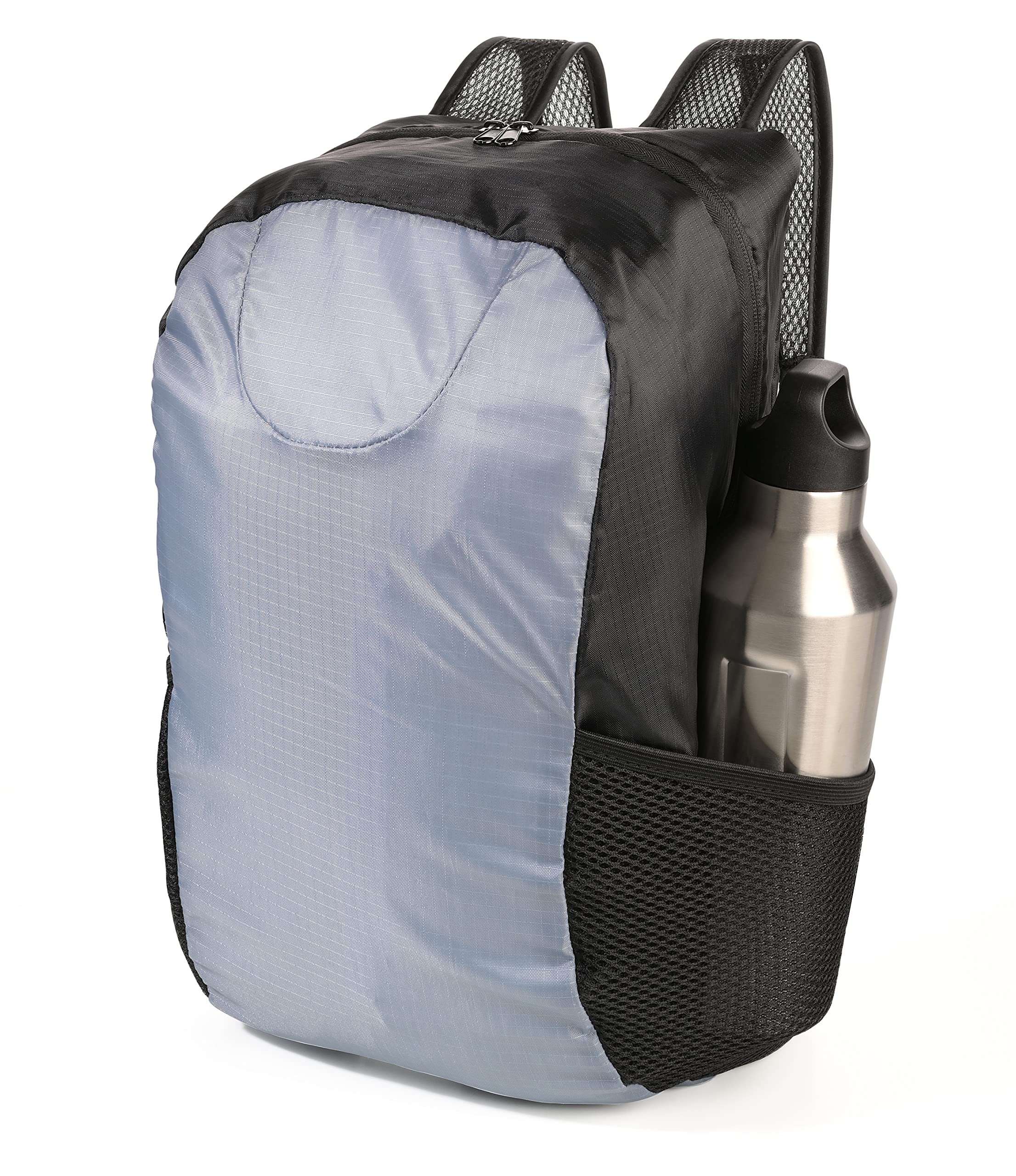 Troika Ruckzuck Faltbarer Rucksack aus Polyester in der Farbe Schwarz-Grau, RUC04/GY
