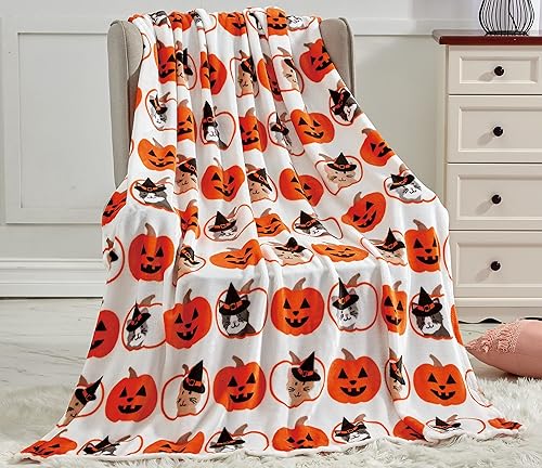 Elegant Comfort Manta ligera con temática de Halloween, suave, acogedora y afelpada, perfecta para descansar en esta temporada espeluznante, 50 x 60