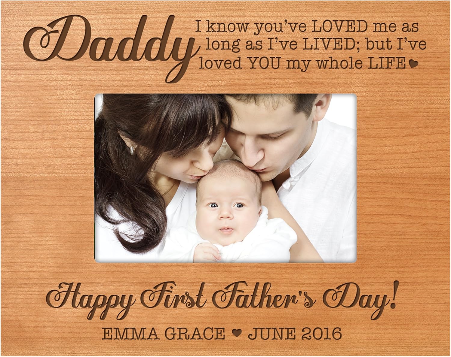 LifeSong Milestones Personalized Gifts for dad Happy First Father's Day Custom Picture Frame (White)