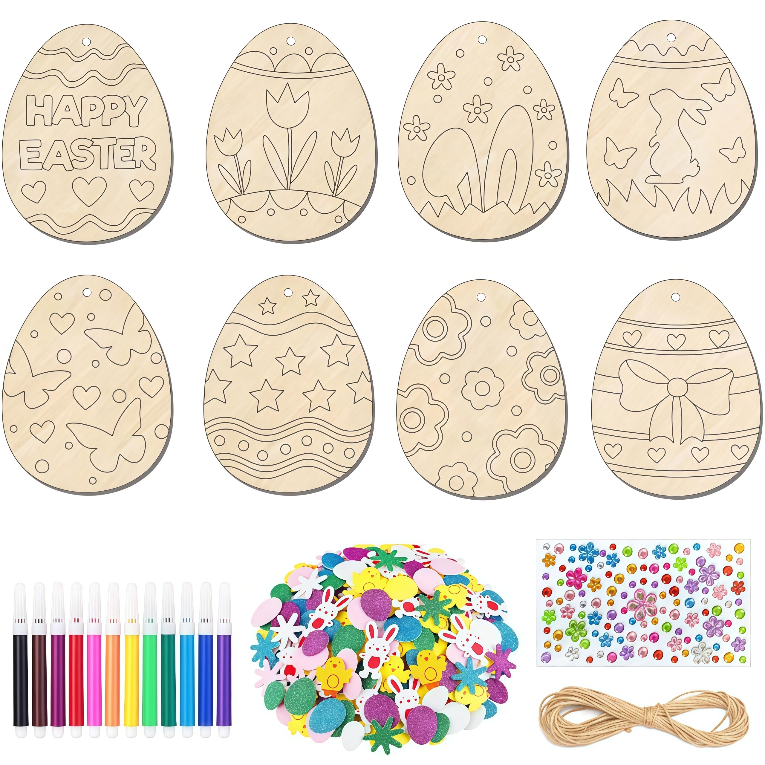 ZappelStift 32PCS Easter Inflatable Easter Inflatable Rabbit Ring Toss Game - 1Pcs Inflatable Rabbit and 4 Pcs Rings, for Kids, Presents for Children